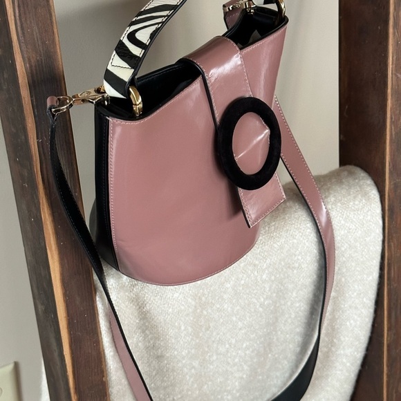 Les Petits Jouers pink and black bucket crossbody. - Picture 6 of 14